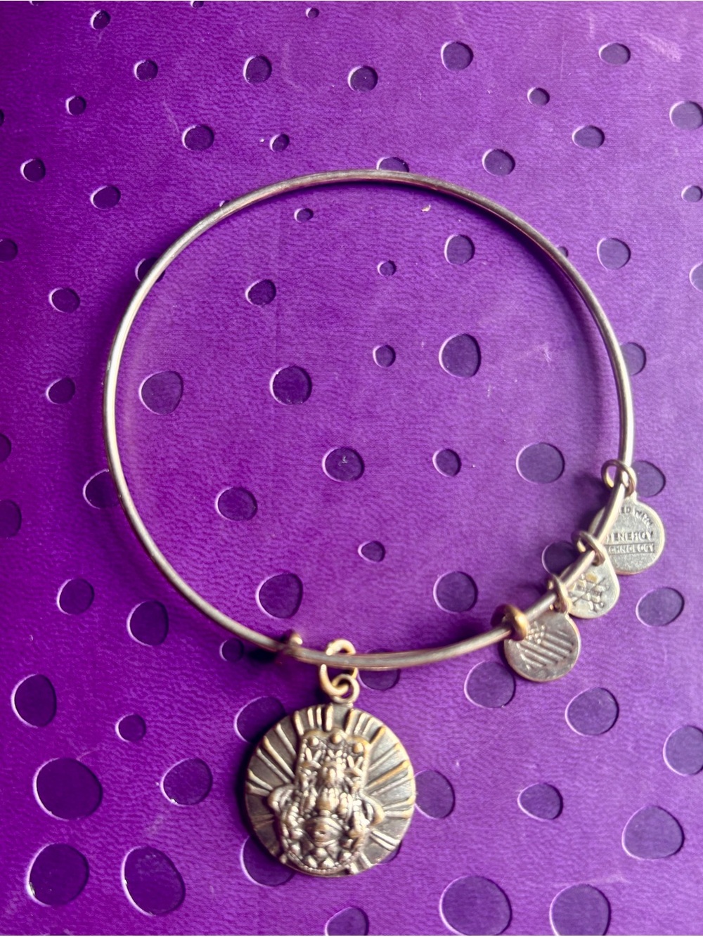 Alex and Ani Silver Tone Hand of Fatima Charm Expandable Bangle